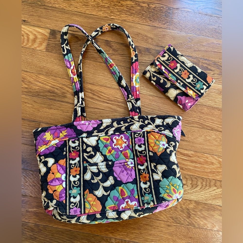 Vera Bradley Mandy tote Suzani retired pattern with matching wallet